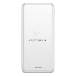Acumulator Extern Cu Incarcare Wireless BASEUS Samsung iPhone LG Huawei Power Bank 10000mAh Alb