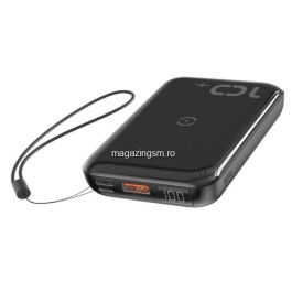 Acumulator Extern Incarcare Wireless Huawei iPhone Samsung Power Bank 10000mAh Neagra