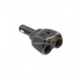 Adaptor splitter Tellur 2 prize bricheta auto 2 x USB 1 x Type-C Negru