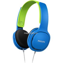 Casti audio pentru copii Philips SHK2000BL/00, izolare fonica, supraauriculare, Albastru/Verde