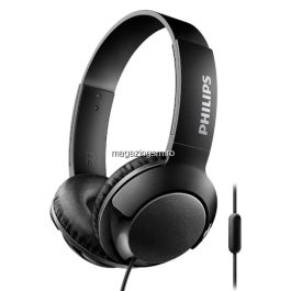 Casti audio Philips Bass+ SHL3175BK/00, microfon incorporat, pliere compacta, izolare fonica, lungime cablu 1,2m, Negru