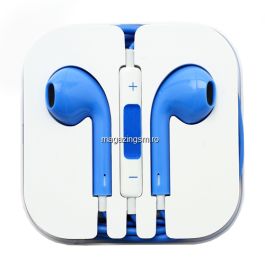 Casti Handsfree Cu Telecomanda Si Microfon iPhone 5s iPhone 5 Albastru