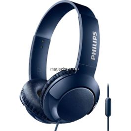 Casti on-ear cu microfon Philips SHL3075BL/00, Bass+, Albastru