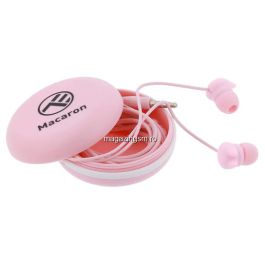 Casti TELLUR Macaron, Cu fir, In-Ear, Microfon, roz