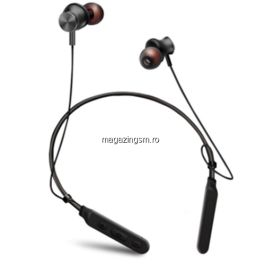 Casti Wireless Bluetooth Samsung Galaxy A40 Magnetice Sport Cu Suport Pentru Gat Negre