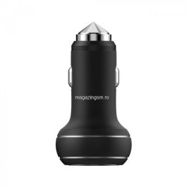 Devia Incarcator Auto 2.4A Thor Dual USB True Black - Emergency Hammer