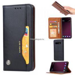 Husa Flip Samsung Galaxy S10e Cu Stand Si Buzunar Pentru Carduri Negru