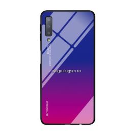 Husa Samsung Galaxy A7 A750 2018 Cu Spate Din Sticla Albastra