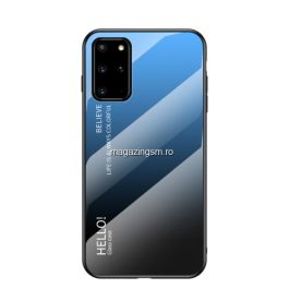 Husa Samsung Galaxy S20 Plus Cu Spate Din Sticla Albastra