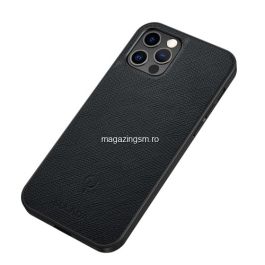 Husa Telefon iPhone 12 / 12 Pro Dura Piele Ecologica Neagra