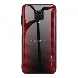 Husa Telefon Xiaomi Redmi Note 9S / Note 9 Pro Cu Spate Din Sticla Rosie
