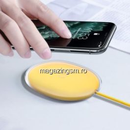 Incarcator Wireless 15W Samsung iPhone Huawei Xiaomi Universal Galben
