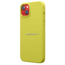 Lemontti Husa Liquid Silicon MagCharge iPhone 14 Galben (protectie 360°, material fin, captusit cu microfibra)