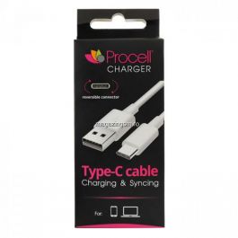 Procell Cablu USB Type-C Alb 1m