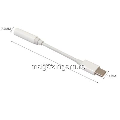 Adaptor USB Type C La Jack Audio 3,5mm Huawei Samsung Xiaomi Universal Alb
