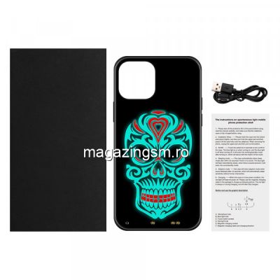 Husa telefon iPhone 12 / 12 Pro TPU cu model luminos in timpul redarii muzicii