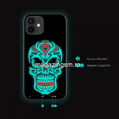 Husa telefon iPhone 12 / 12 Pro TPU cu model luminos in timpul redarii muzicii