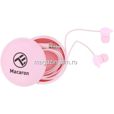 Casti TELLUR Macaron, Cu fir, In-Ear, Microfon, roz