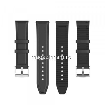 Curea Ceas Inteligent Samsung Galaxy Watch Din Piele Ecologica 22 mm Neagra