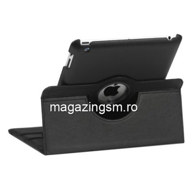 Husa Flip Cu Stand iPad 4 Piele PU Si Rotatie 360 Grade Neagra