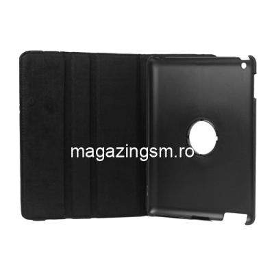 Husa Flip Cu Stand iPad 4 Piele PU Si Rotatie 360 Grade Neagra
