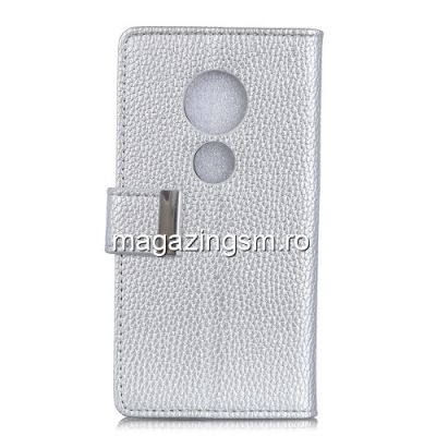 Husa Flip Cu Stand Motorola Moto E5 Plus Argintie