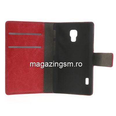 Husa Flip LG Optimus L7 II Dual P715 Cu Slot Pentru Card Rosie