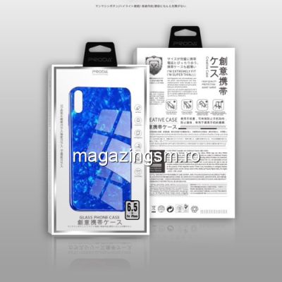 Husa iPhone XR Cu Spate Din Sticla Albastra