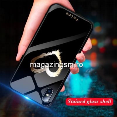 Husa iPhone XS / X Cu Spate Din Sticla Neagra