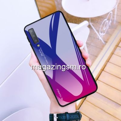 Husa Samsung Galaxy A7 A750 2018 Cu Spate Din Sticla Albastra