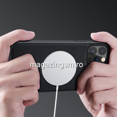 Husa Telefon iPhone 12 / 12 Pro Dura Piele Ecologica Neagra