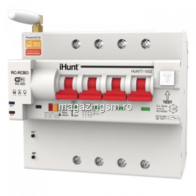 iHunt Home WIFI Smart Metering Leakage Circuit Breaker 4P 32A - Siguranta automata inteligenta cu contorizare