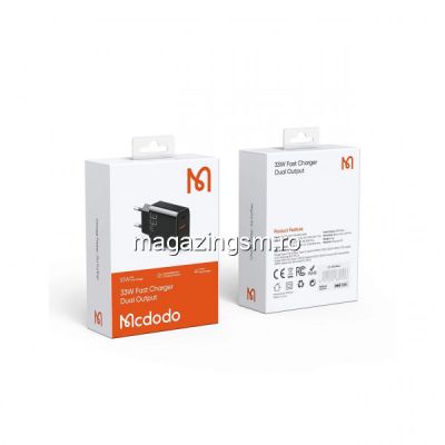 Incarcator Retea Mcdodo Dual USB PD+QC 33W Black