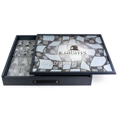 Set Joc Sah de petrecere cu shoturi THE GLASS KNIGHTS, Gri