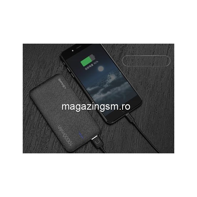 Acumulator Extern iPhone iPad Samsung Huawei HTC LG Power Bank Dual USB 10000mAh USAMS Mozaic Negru