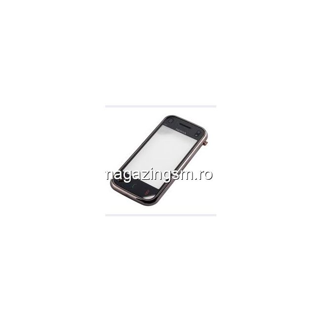 Carcasa Fata Cu TouchScreen Nokia N97 mini Originala Swap Gri Inchis-Negru