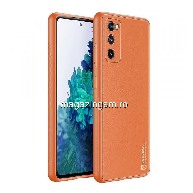Reflection lack Leeds Husa telefon Dux Ducis Samsung Galaxy S20 FE TPU din piele ecologica Portocalie Pret Reflection lack Leeds Husa telefon Dux Ducis Samsung Galaxy S20 FE TPU din piele ecologica Portocalie Pret