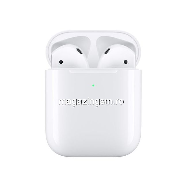 Casti Bluetooth Apple AirPods 2 Carcasa Incarcare Albe