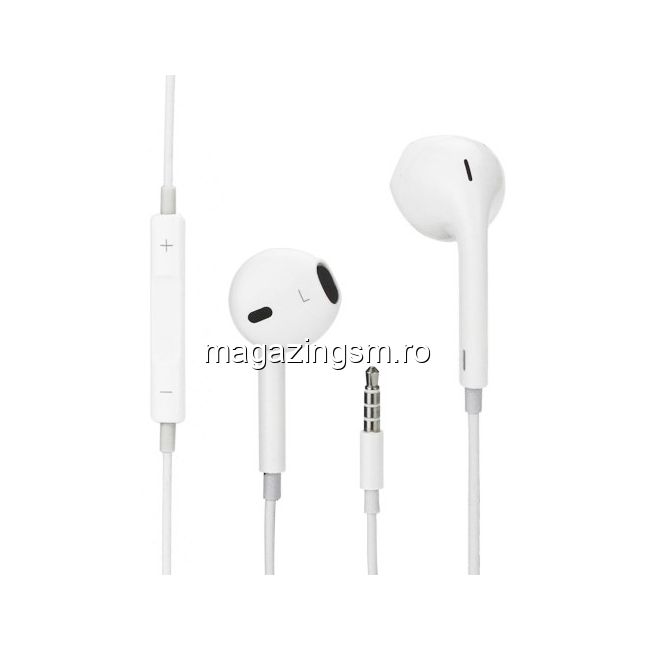 Casti Handsfree Earpods Cu Telecomanda Si Microfon iPhone 6s Plus Albe