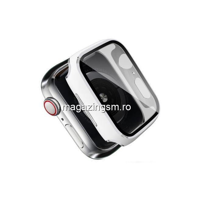 Folie Protectie Sticla Apple Watch Series 6 / SE / 5 / 4 44mm Acoperire Completa Alba