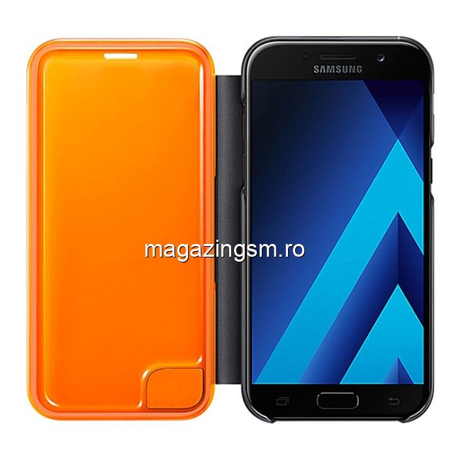Husa Flip Neon Samsung Galaxy A5 (2017) A520 EF-FA520PBEGWW Originala In Blister Neagra Orange