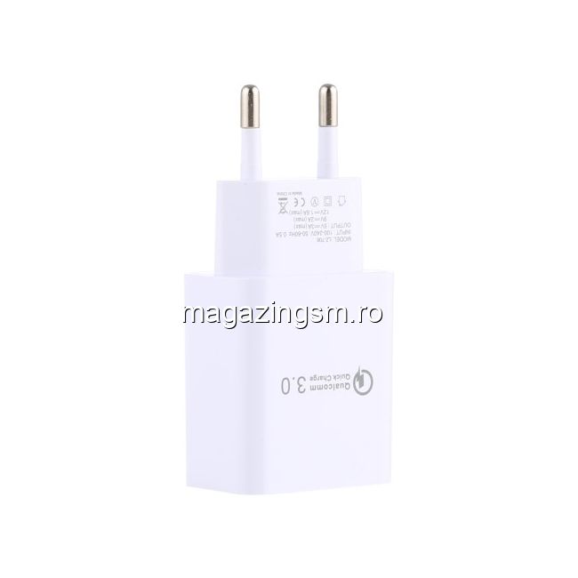 Incarcator Retea QC 3,0 Cu Port USB Alb