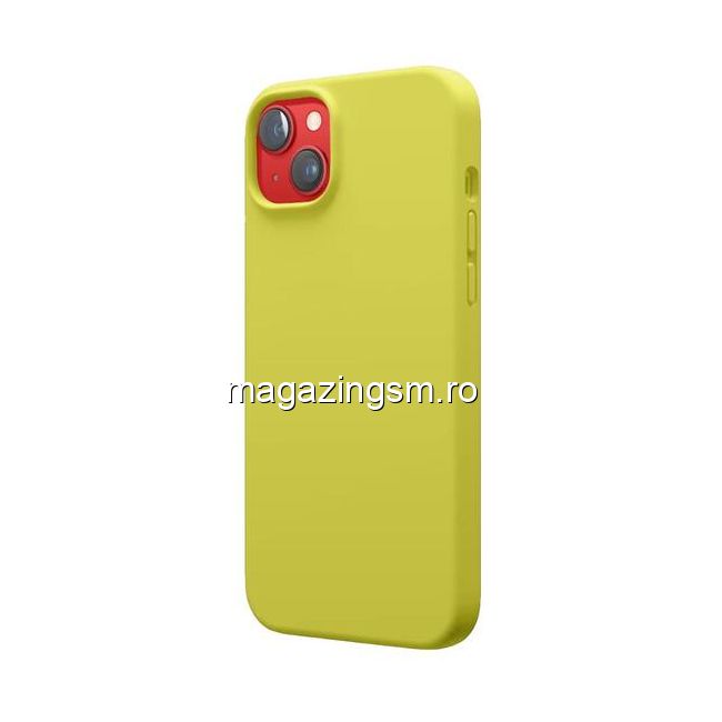 Lemontti Husa Liquid Silicon MagCharge iPhone 14 Galben (protectie 360°, material fin, captusit cu microfibra)