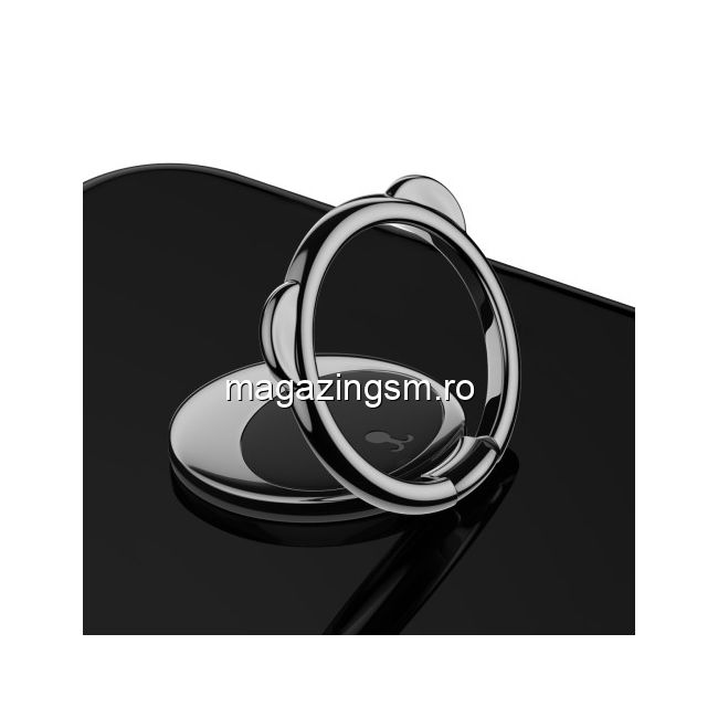 Suport Telefon iPhone Samsung Huawei Allview Stand Finger Grip Inel Magnetic Urs Negru