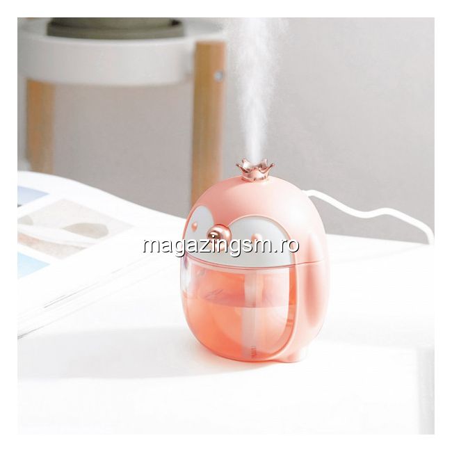 Umidificator de aer ultrasonic cu difuzor aromaterapie Roz